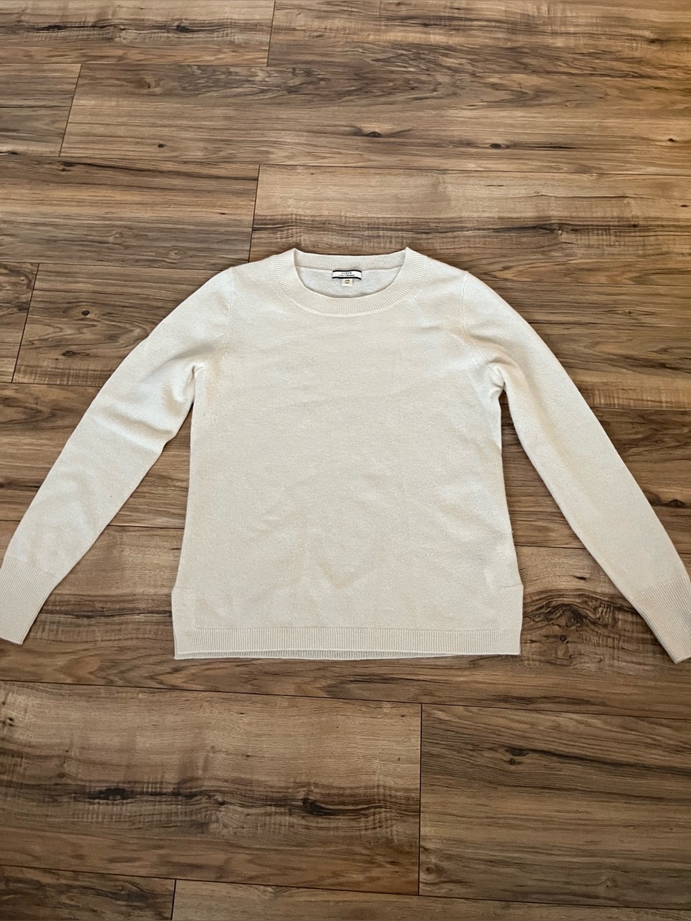 J.Crew Cashmere Classic-Fit Crewneck Sweater in Ivory XS